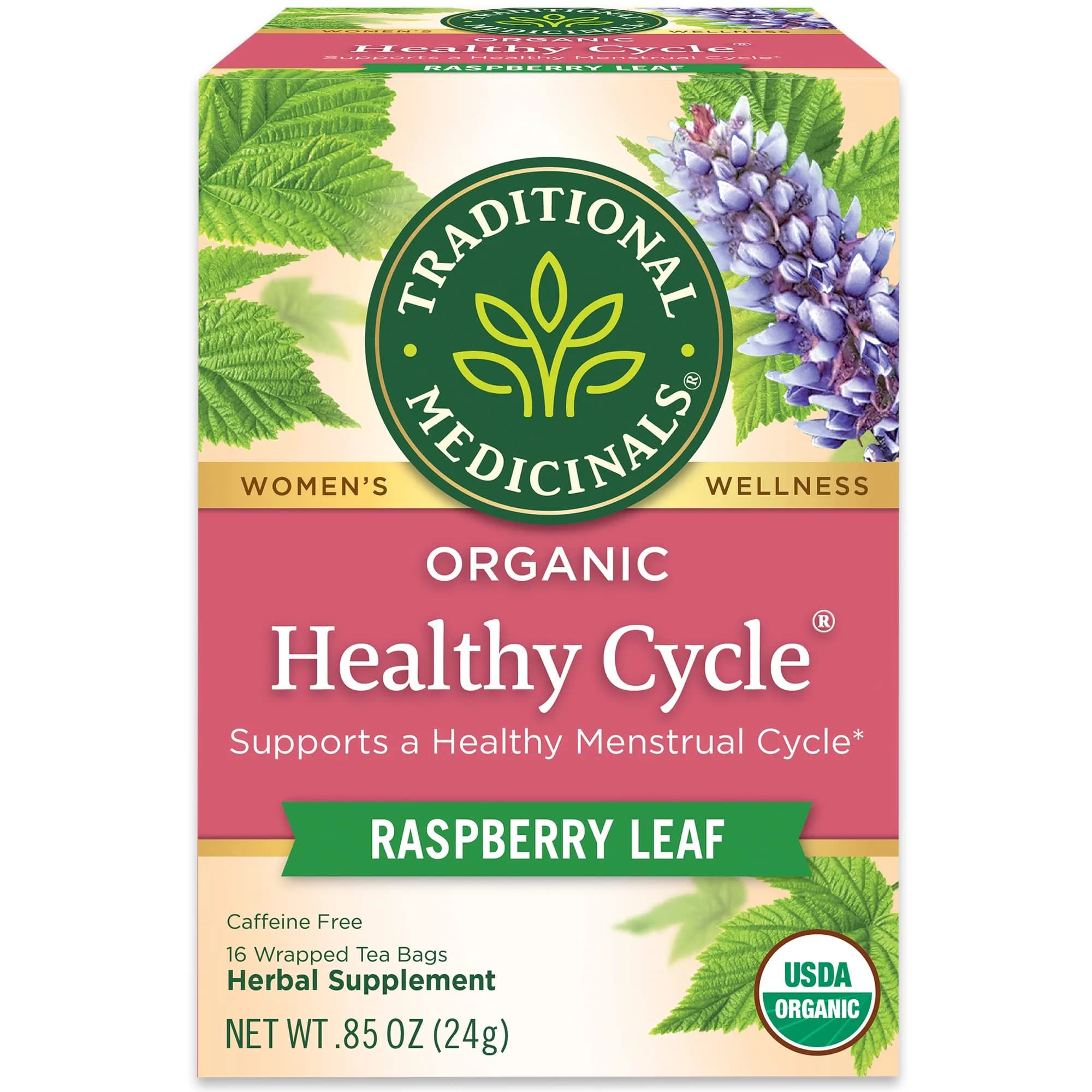 Traditional Medicinals Organic Healthy Cycle Herbal Tea 16 Tea Bags | Supports Healthy Menstrual Cycles