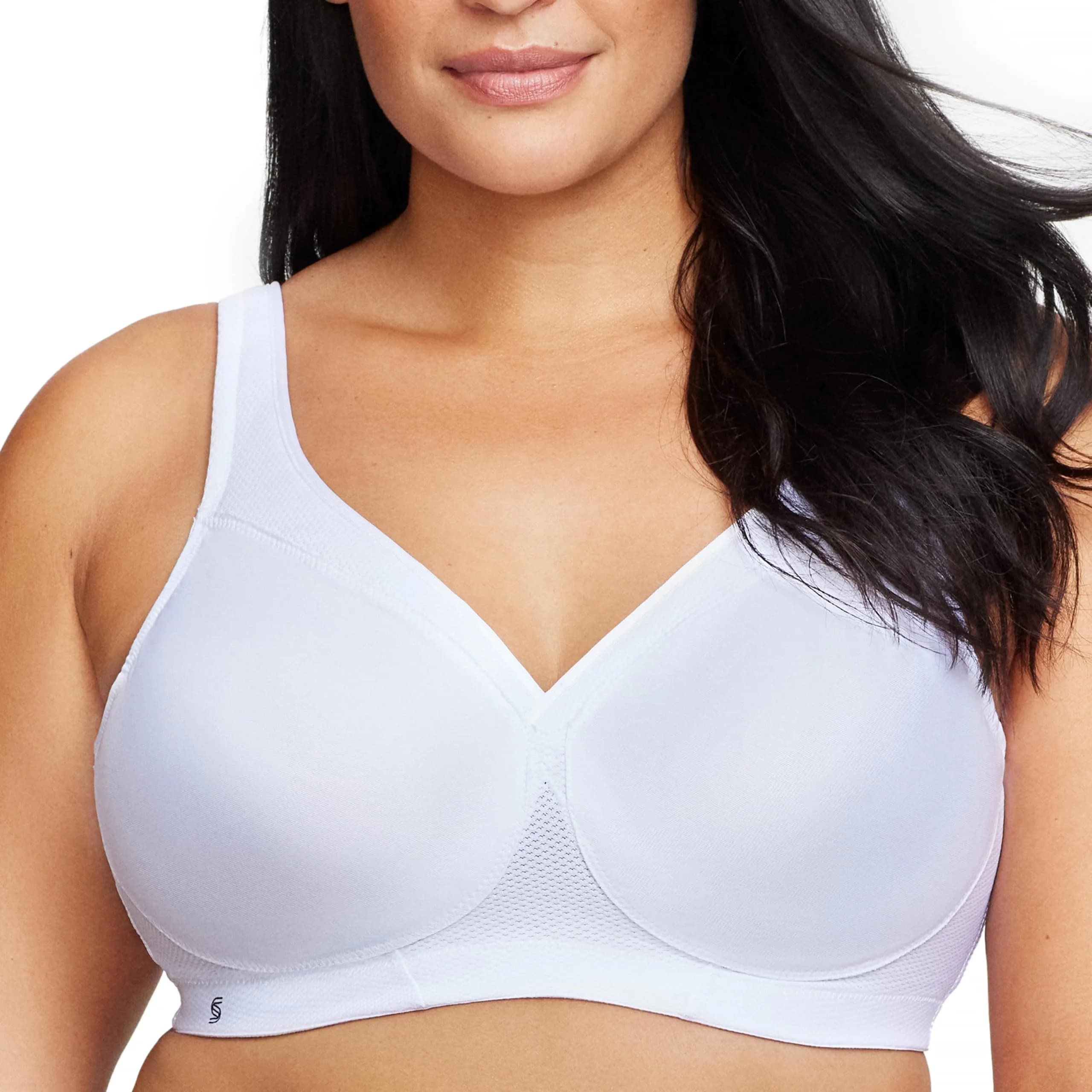 Glamorise Full Figure Plus Size MagicLift Seamless Sports Bra Wirefree 36D | Impact Level: Medium with Firm Support — White