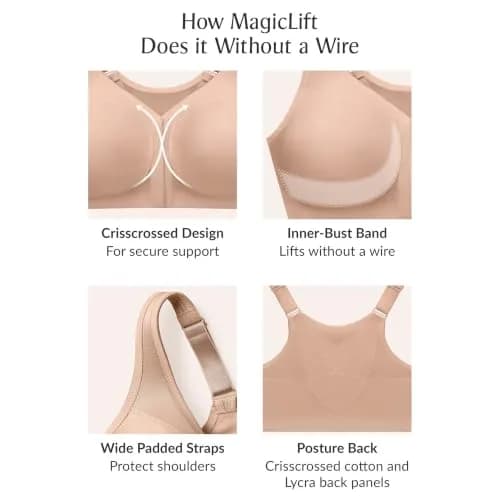 Glamorise Posture Back Front-Closure Full Figure Plus Size MagicLift Bra Wirefree 52H | Support & Posture thumbnail 6