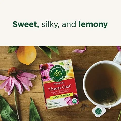 Traditional Medicinals Organic Throat Coat Lemon Echinacea Tea 16 ct | Supports Throat Health & Immune System thumbnail 3