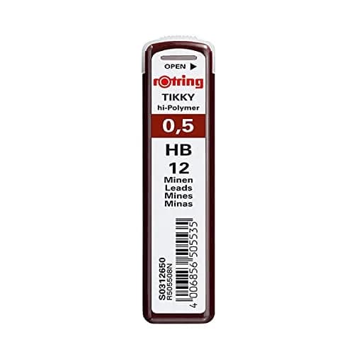 Rotring Tikky Mechanical Pencil Lead 0.5mm HB, 12 Leads | Smooth Ink Flow thumbnail 1