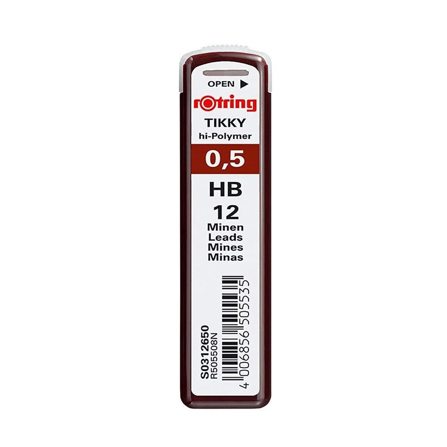 Rotring Tikky Mechanical Pencil Lead 0.5mm HB, 12 Leads | Smooth Ink Flow - main product image