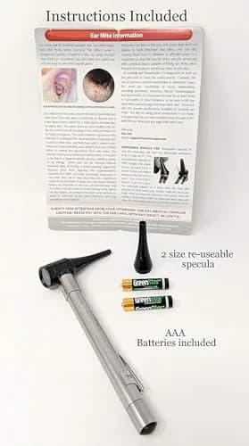 Dr Mom Pocket Veterinary LED Otoscope with 4X Optics | Includes 2 Reusable Specula & Ear Mite Info Sheet thumbnail 5