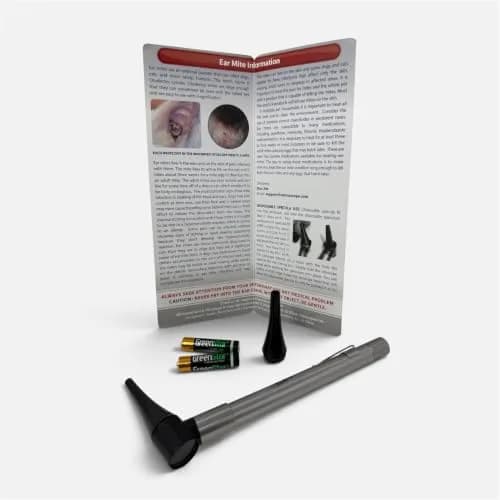 Dr Mom Pocket Veterinary LED Otoscope with 4X Optics | Includes 2 Reusable Specula & Ear Mite Info Sheet thumbnail 8