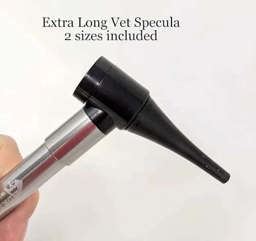 Dr Mom Pocket Veterinary LED Otoscope with 4X Optics | Includes 2 Reusable Specula & Ear Mite Info Sheet thumbnail 2
