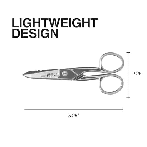 Klein Tools 2100-7 Electrician Scissors 5.25-Inch Nickel-Plated | Heavy-Duty USA Craftsmanship thumbnail 5