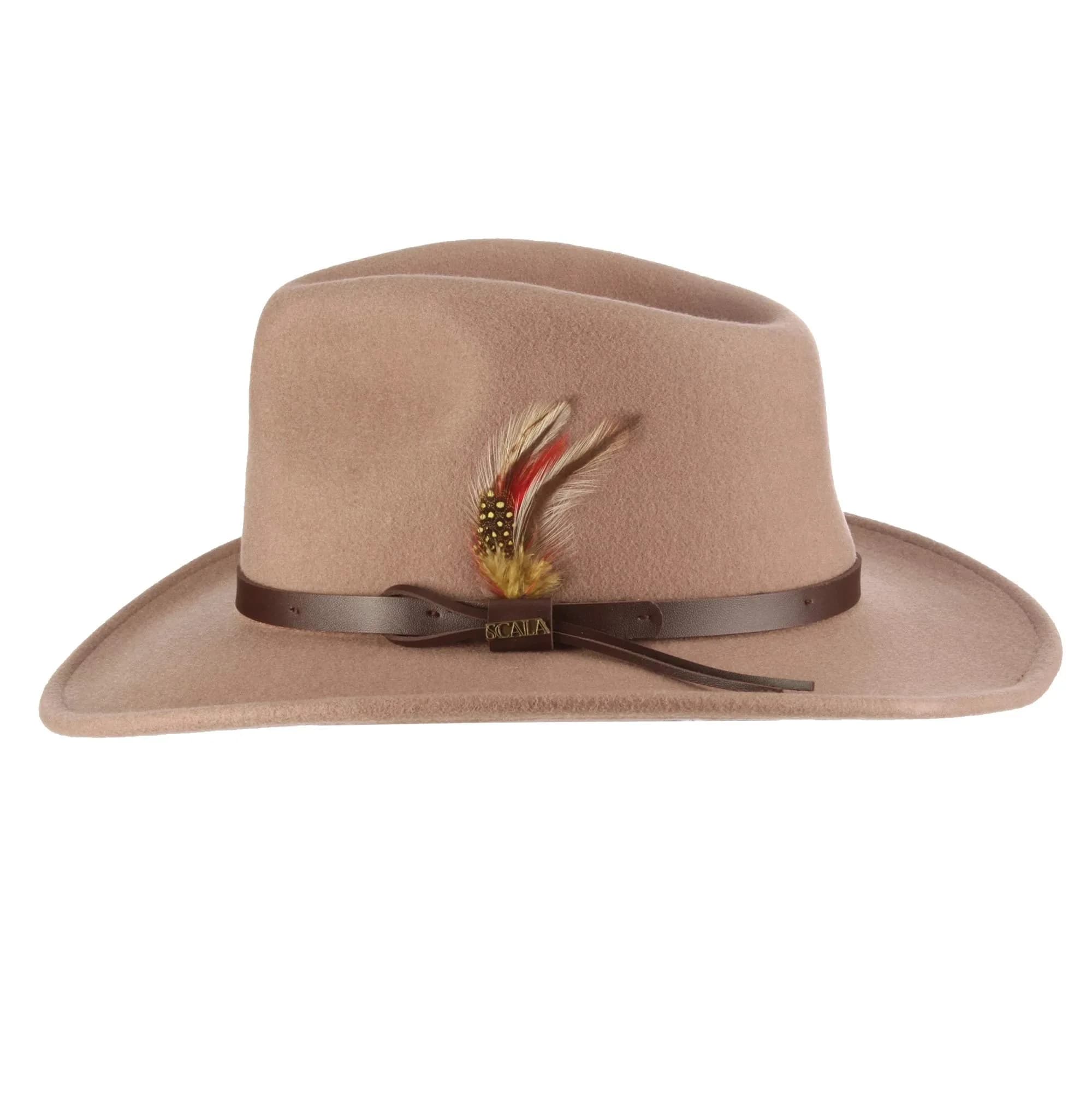 Scala Outback Hat for Men, Wool Felt Sun Hat, Wide Brim UV Protection | Classic Western Style