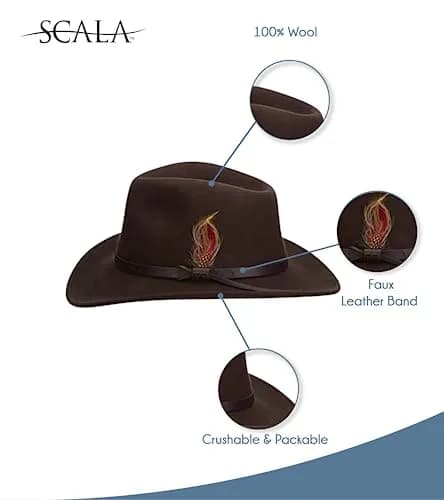 Scala Outback Hat for Men, Wool Felt Sun Hat, Wide Brim UV Protection | Water-Resistant, Fitted, Casual thumbnail 2