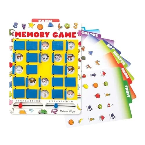 Melissa & Doug Flip-to-Win Portable Wooden Travel Game Board with 25 Flaps & 7 Double-Sided Memory Game Cards for Kids 5+ | Screen-Free Fun thumbnail 1