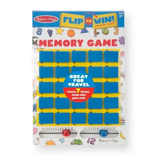 Melissa & Doug Flip-to-Win Portable Wooden Travel Game Board with 25 Flaps & 7 Double-Sided Memory Game Cards for Kids 5+ | Screen-Free Fun thumbnail 8