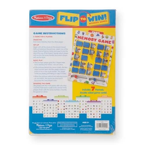 Melissa & Doug Flip-to-Win Portable Wooden Travel Game Board with 25 Flaps & 7 Double-Sided Memory Game Cards for Kids 5+ | Screen-Free Fun thumbnail 9