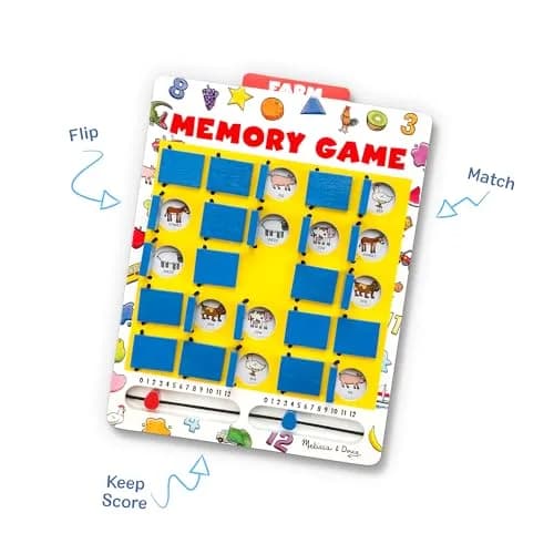 Melissa & Doug Flip-to-Win Portable Wooden Travel Game Board with 25 Flaps & 7 Double-Sided Memory Game Cards for Kids 5+ | Screen-Free Fun thumbnail 3