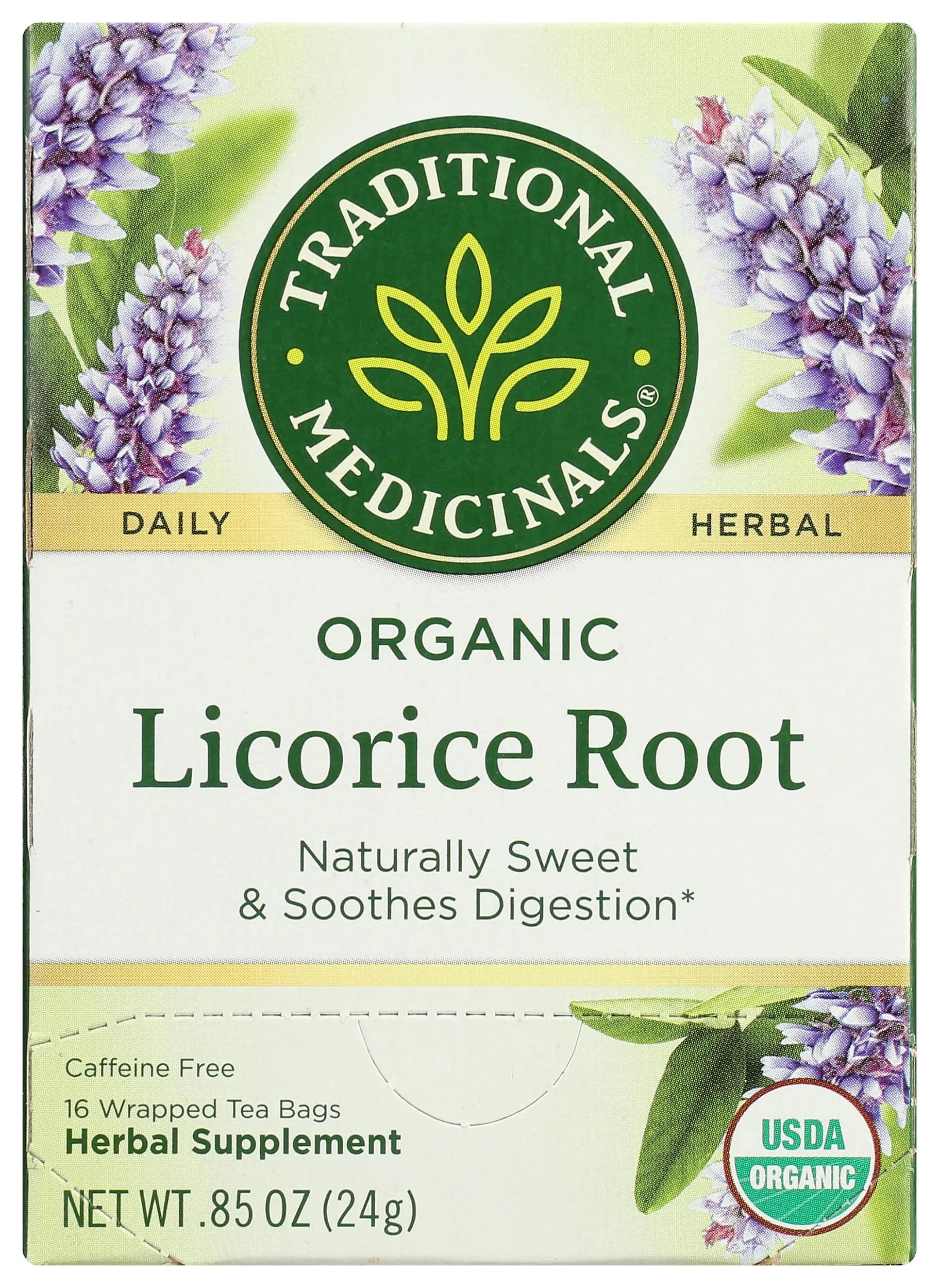 Traditional Medicinals Organic Licorice Root Tea 16 Tea Bags | Soothes Digestion & Supports Respiratory Health — Mini Edp .12 Oz