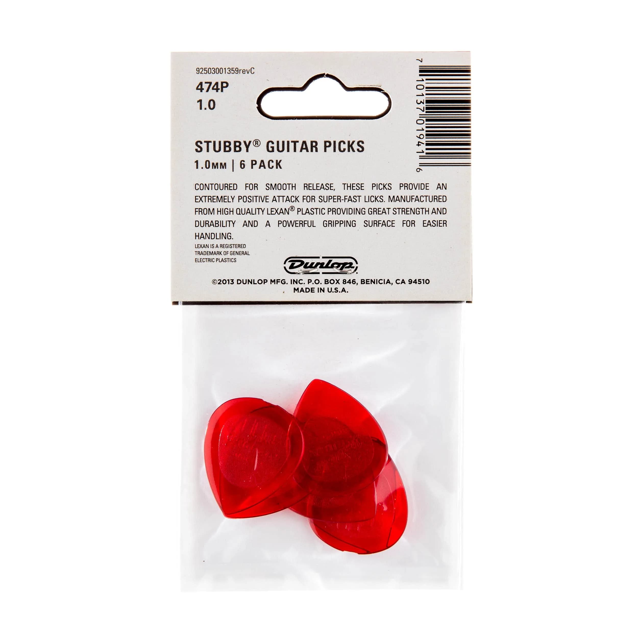 Jim Dunlop Stubby 1.0mm Guitar Picks - 6 Pack | Smooth Release & Positive Attack - view 5