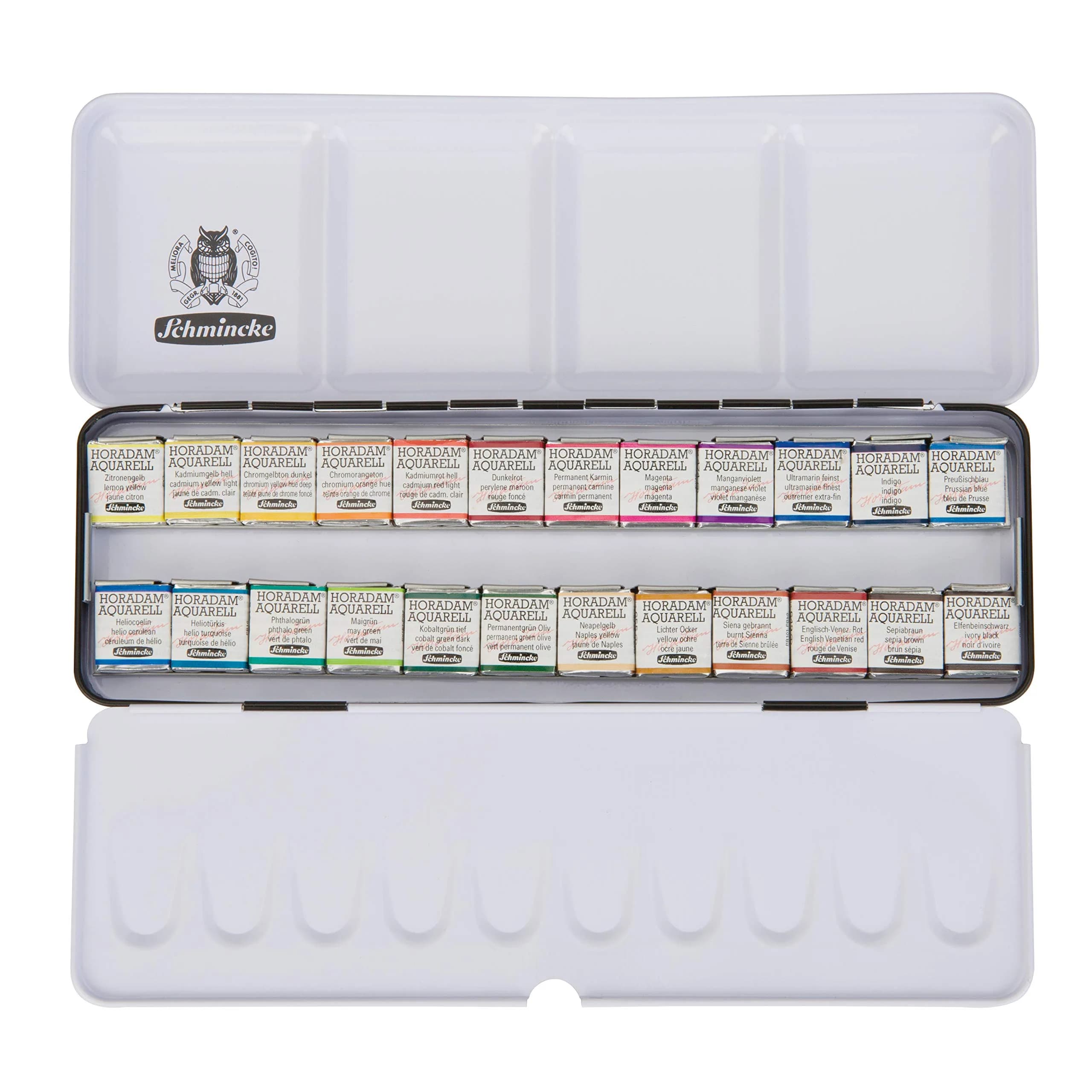 Schmincke HORADAM AQUARELL 24 Half-Pan Watercolors | Premium Artist Quality, Made in Germany, 24 x 1/2 pans