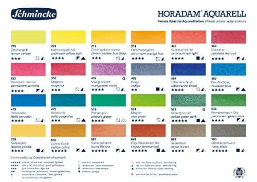 Schmincke HORADAM AQUARELL 24 Half-Pan Watercolors | Premium Artist Quality, Made in Germany, 24 x 1/2 pans thumbnail 6