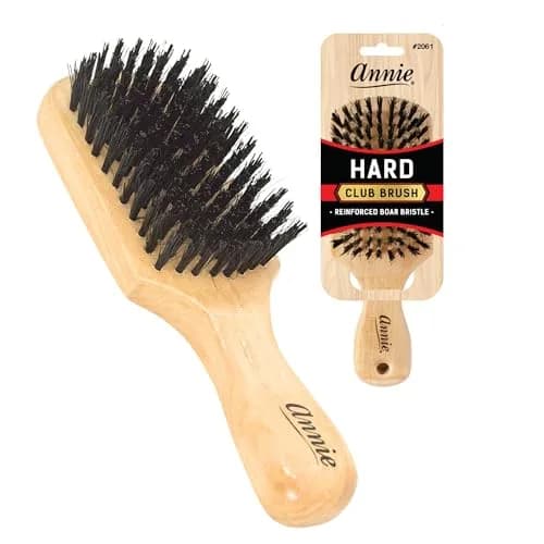 Annie Natural Boar Bristle Hard Club Brush | Reinforced Detangling Hairbrush for Wavy, Straight, Long & Short Hair | 7 Inch (Pack of 1) thumbnail 1