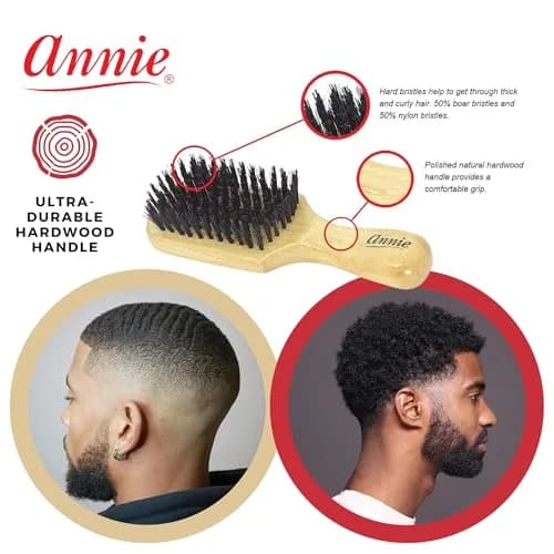 Annie Natural Boar Bristle Hard Club Brush | Reinforced Detangling Hairbrush for Wavy, Straight, Long & Short Hair | 7 Inch (Pack of 1) thumbnail 3