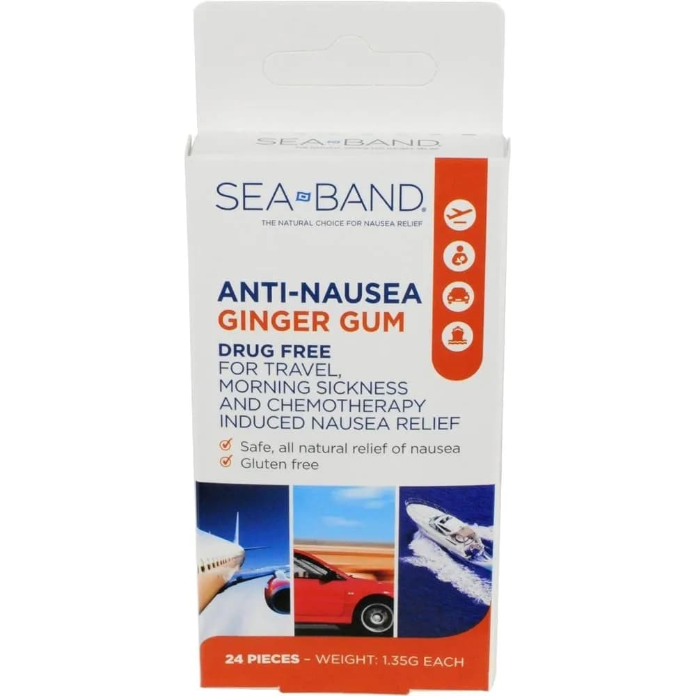 Sea-Band Anti-Nausea Ginger Gum for Motion & Morning Sickness | Fast-Acting, Natural Relief for Travel & Pregnancy — Ginger Gum
