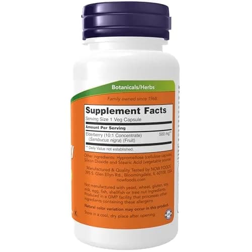 NOW Elderberry 500 mg | Vegetarian Capsules for Immunity & Antioxidants in India thumbnail 2