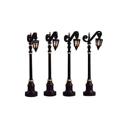 Lemax Colonial Street Lamp Set of 4 Battery Operated | Vintage Christmas Decor (approximately 10cm) thumbnail 1