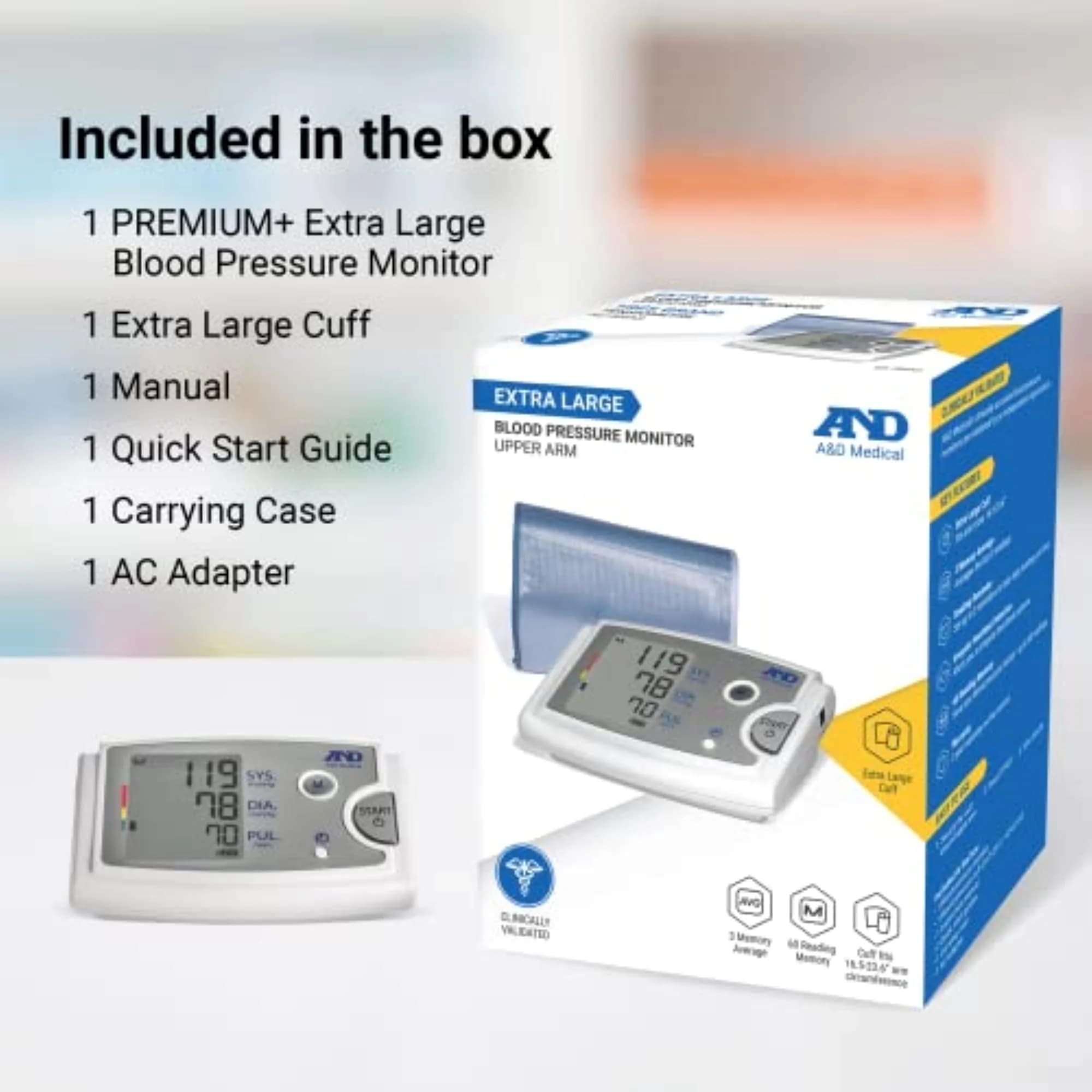 A&D Medical UA-789AC Blood Pressure Monitor with Extra Large Cuff 42-60cm (16.5-23.6") | Clinically Validated Accuracy - view 6