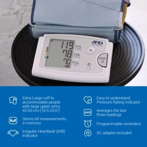 A&D Medical UA-789AC Blood Pressure Monitor with Extra Large Cuff 42-60cm (16.5-23.6") | Clinically Validated Accuracy thumbnail 3