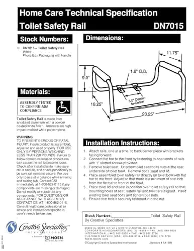 Moen Glacier White Home Care Bathroom Safety Toilet Grab Bar, Toilet Rails for Seniors, DN7015 | ADA-Compliant Support for Seniors thumbnail 7