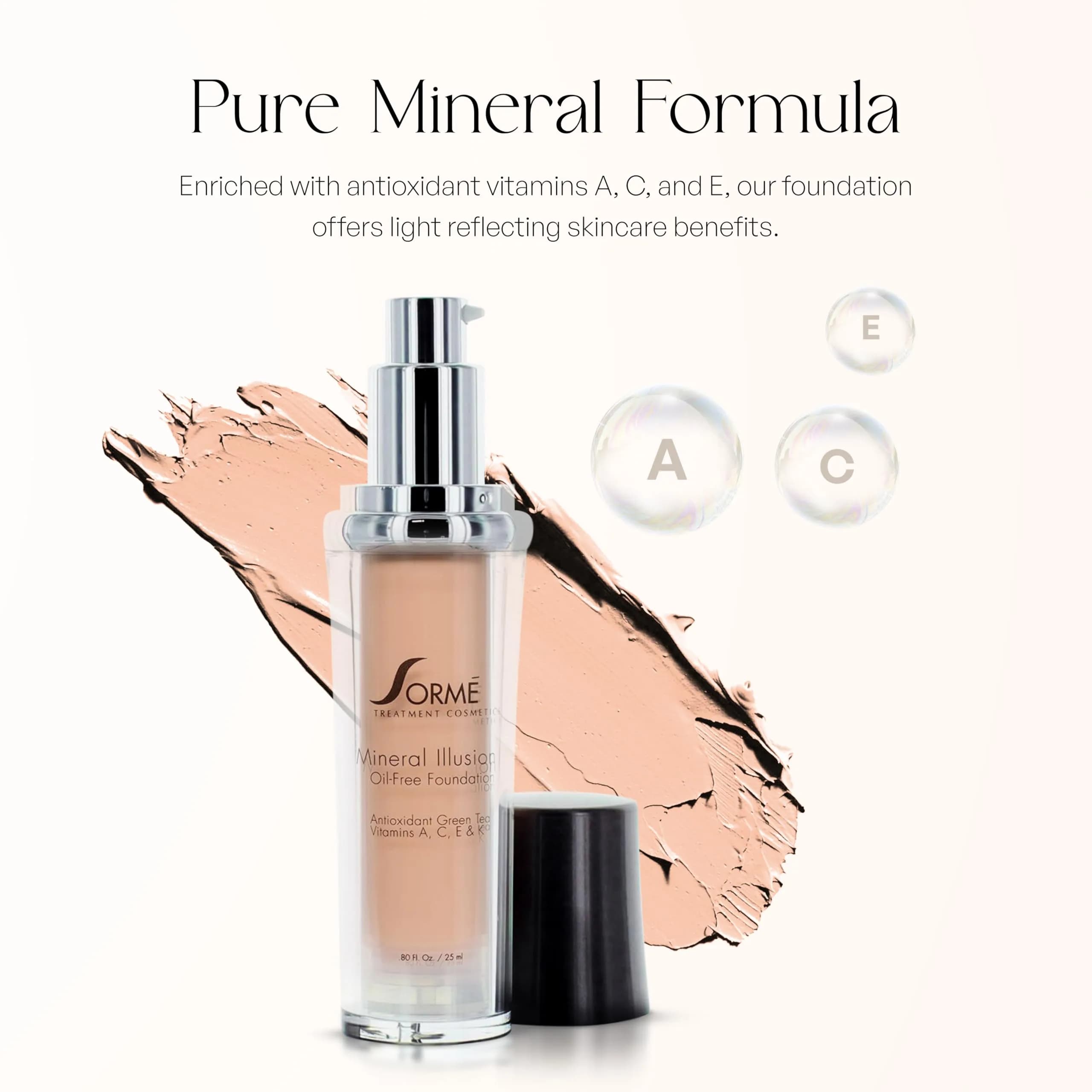 SORMÉ Mineral Illusion Liquid Foundation Porcelain 25ml (0.85 Fl Oz) | Oil-Free Hydrating Formula with Non-Chemical Sunscreen - view 6
