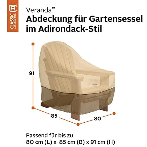 Classic Accessories Veranda Water-Resistant Adirondack Chair Cover 81 cm (31.5"L x 33.5"D x 36"H) | Heavy Duty Gardelle Fabric thumbnail 2