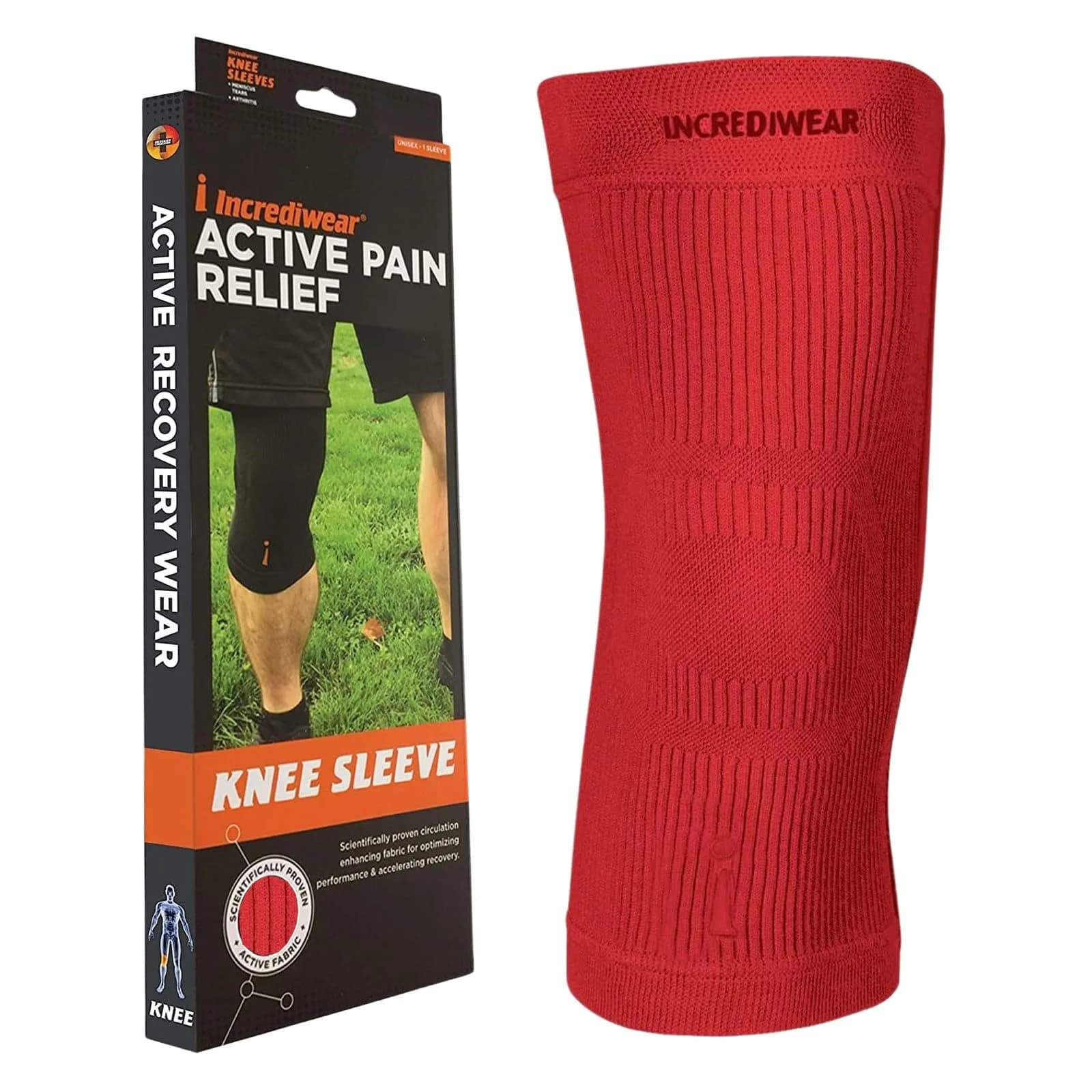 Incrediwear Red Knee Sleeve Large | FDA Approved Orthopedic Brace for Joint Pain Relief