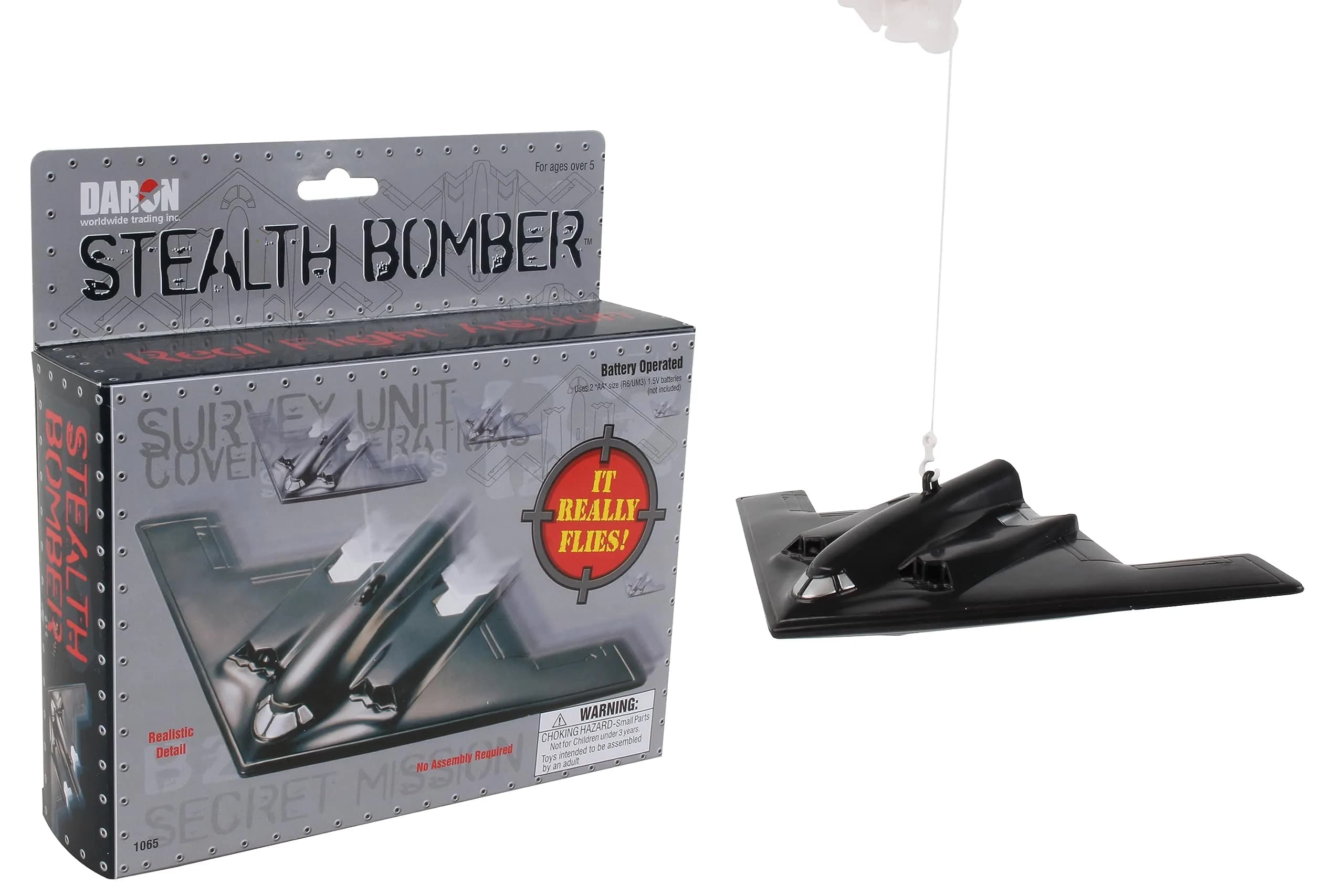 Daron B-2 Bomber Flying Toy on a String Medium | Remote-Controlled Aircraft for Kids 5+