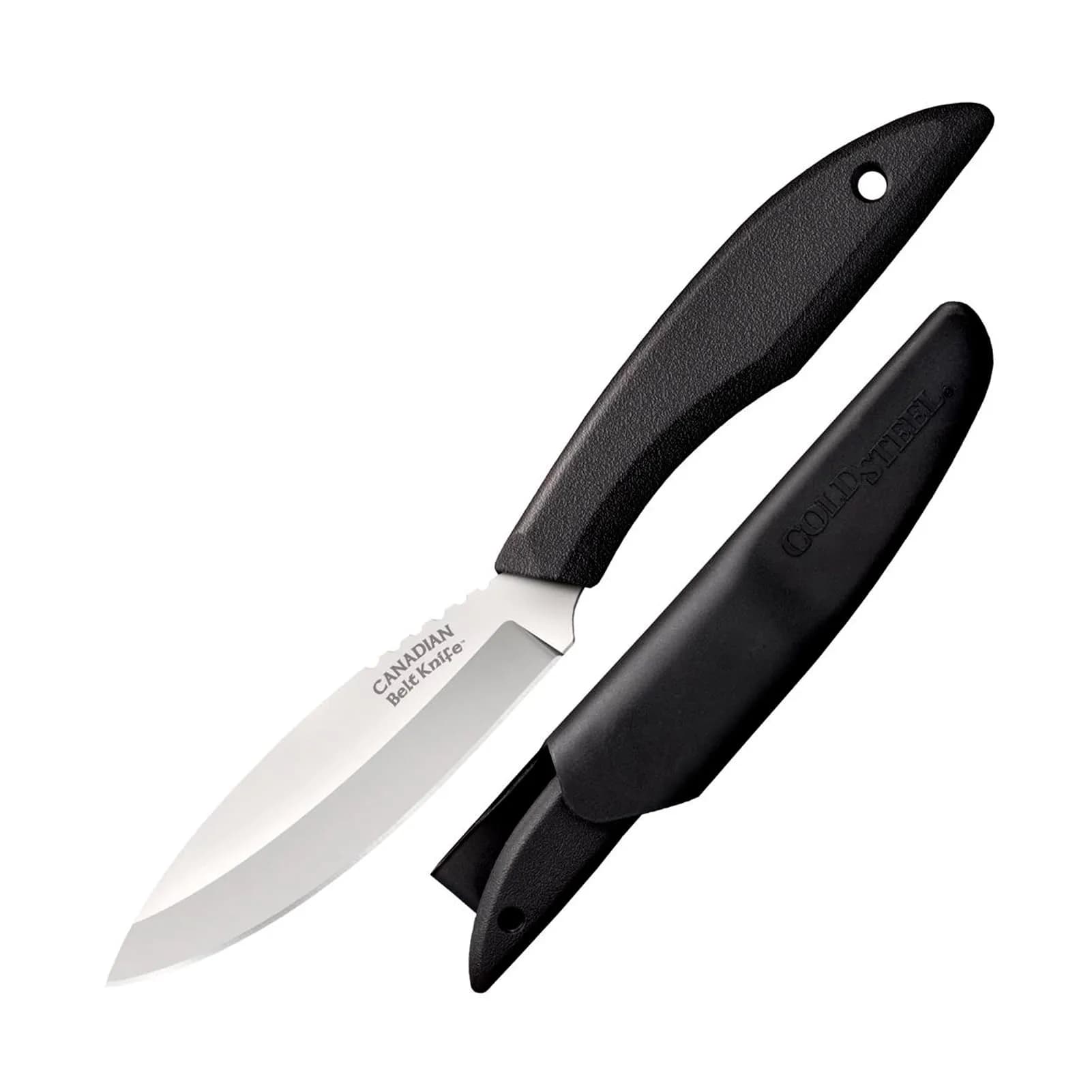 Cold Steel Canadian Belt Knife 4in German Stainless Steel | Fixed Blade Outdoor Utility Knife — silver and black