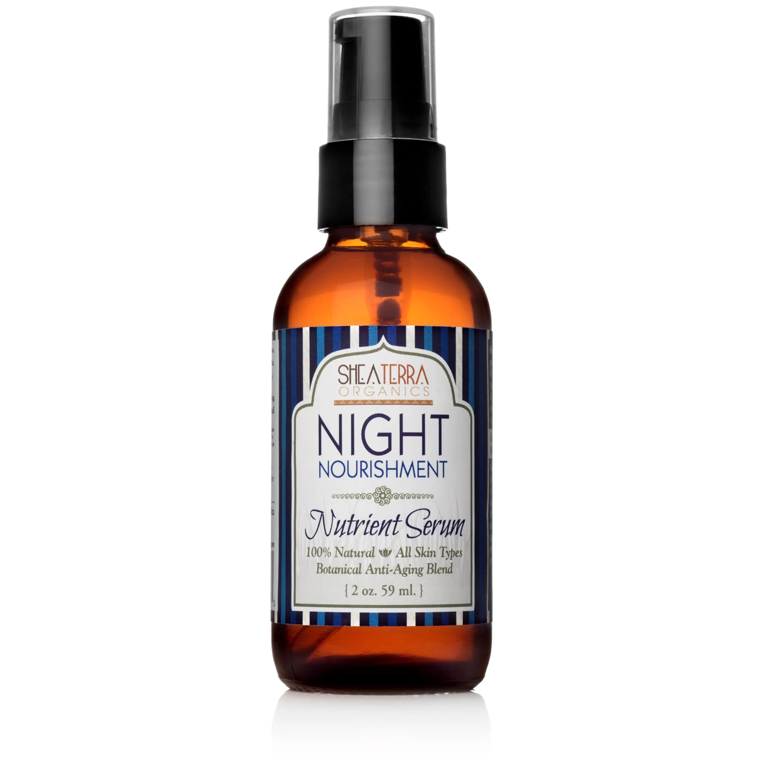 Shea Terra Night Nourishment Nutrient Serum 2 oz | Organic & Natural Anti-Aging Oil for All Skin Types — Purple