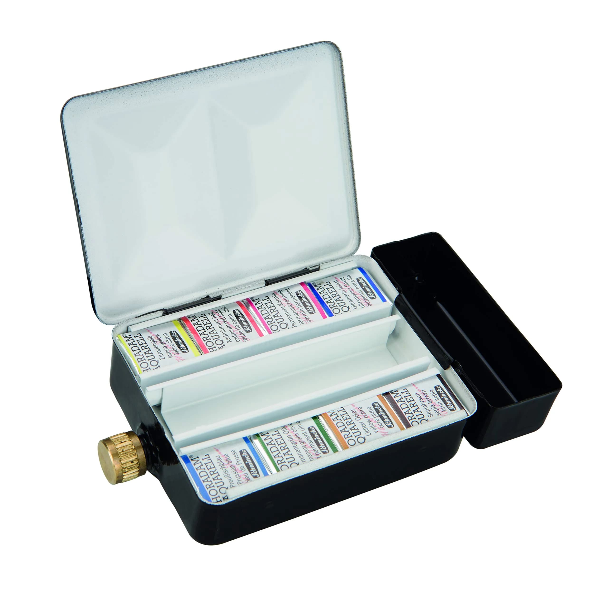 Schmincke Horadam Aquarell Half-Pan Paint Set with Water Container, 8 Colors | Premium Artist Watercolors for Art & Craft — Liquid