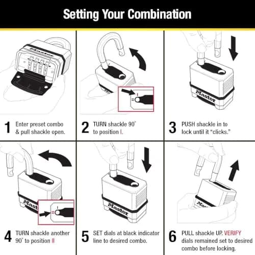 Master Lock Magnum Heavy Duty Combination Padlock 2" Zinc Body Weatherproof thumbnail 5