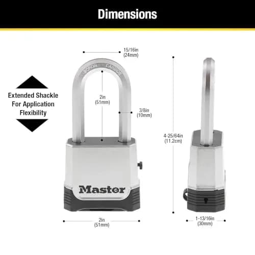 Master Lock Magnum Heavy Duty Combination Padlock 2" Zinc Body Weatherproof thumbnail 6