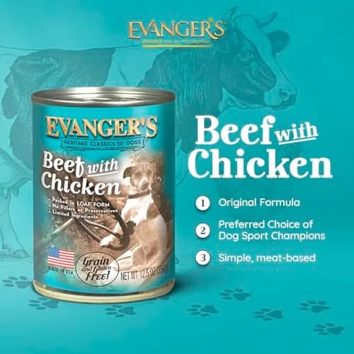 Evanger's Heritage Classic Beef with Chicken Dog Food – 12 Pack, 12.5 oz Each | Grain & Gluten Free thumbnail 2