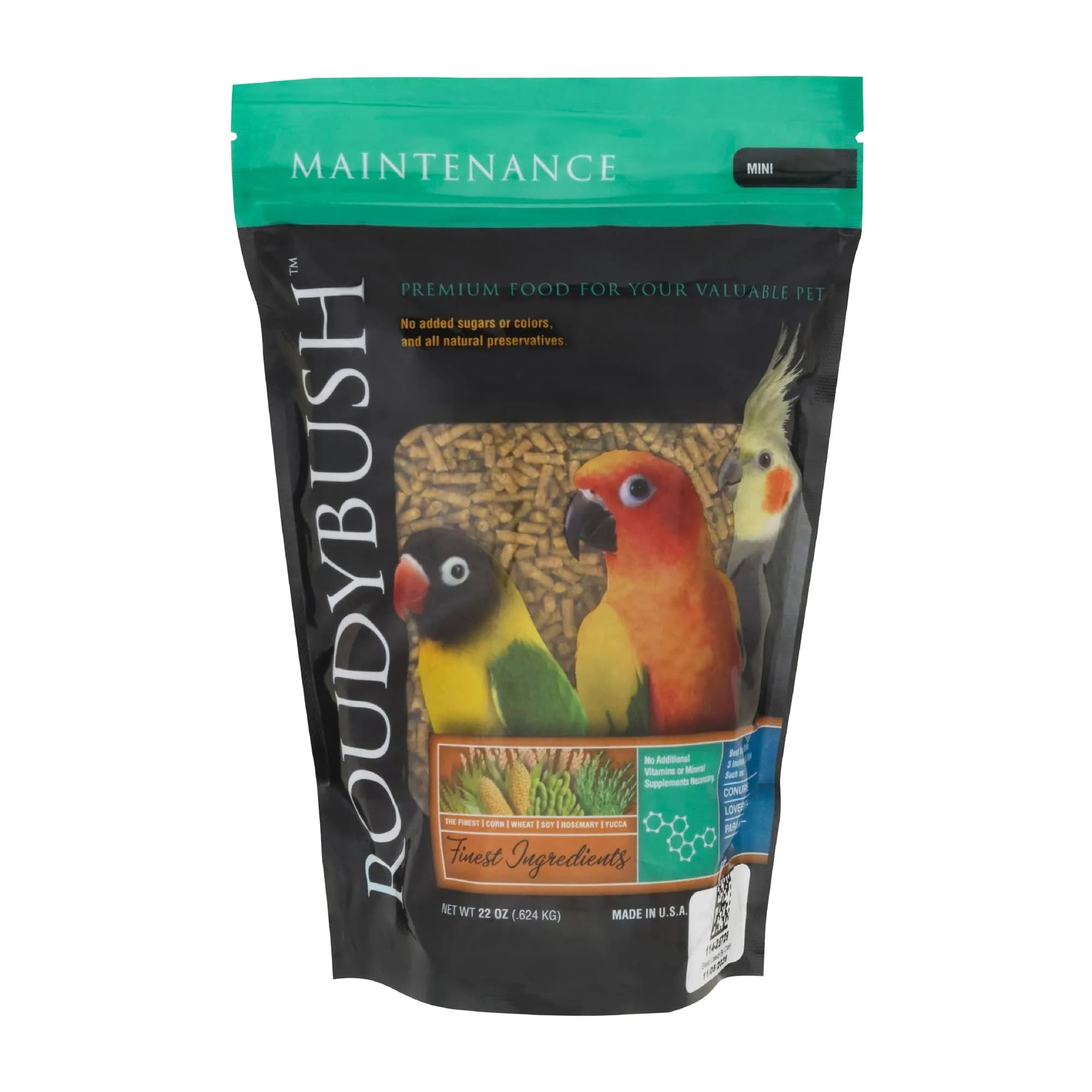 RoudyBush Daily Maintenance Bird Food Medium Pellets 12 kg (25 lb) | Wholesome Nutrition for Parrots, Cockatiels, Conures — 22 Ounces