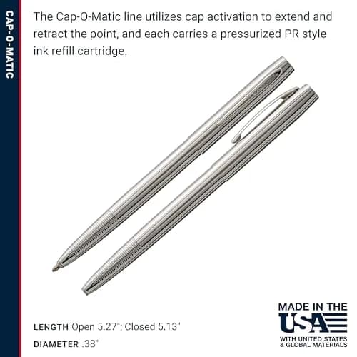 Fisher Space Pen Chrome Cap-O-Matic Pen, Black Ink, Gift Box | Writes Upside Down & in Extreme Temperatures thumbnail 6