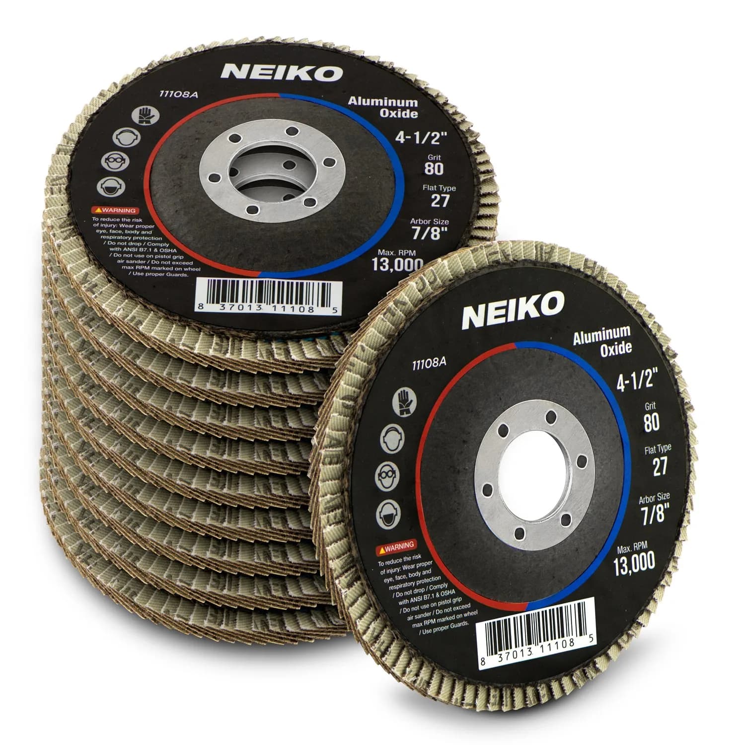 NEIKO Flap Discs 4-1/2 Inch Flat T27 80 Grit Aluminum Oxide | Heavy-Duty Metal & Wood Sanding (70-120 chars) - main product image