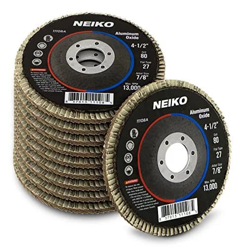 NEIKO Flap Discs 4-1/2 Inch Flat T27 80 Grit Aluminum Oxide | Heavy-Duty Metal & Wood Sanding (70-120 chars) thumbnail 1
