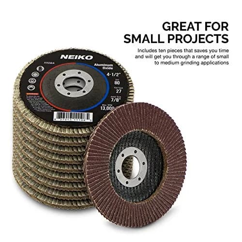 NEIKO Flap Discs 4-1/2 Inch Flat T27 80 Grit Aluminum Oxide | Heavy-Duty Metal & Wood Sanding (70-120 chars) thumbnail 4