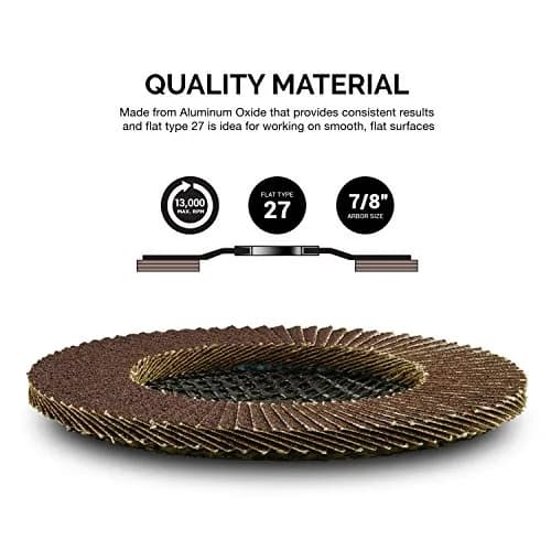 NEIKO Flap Discs 4-1/2 Inch Flat T27 80 Grit Aluminum Oxide | Heavy-Duty Metal & Wood Sanding (70-120 chars) thumbnail 2