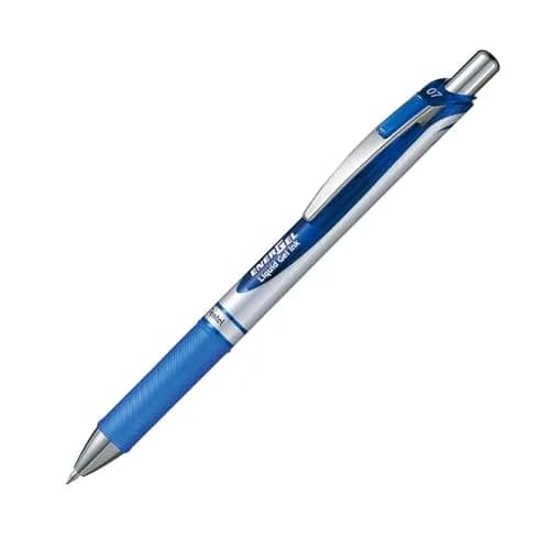 Pentel EnerGel Knock Gel Pen 0.7mm Medium Tip Silver Body with Blue Accent | Smooth Writing & Fast Dry thumbnail 3