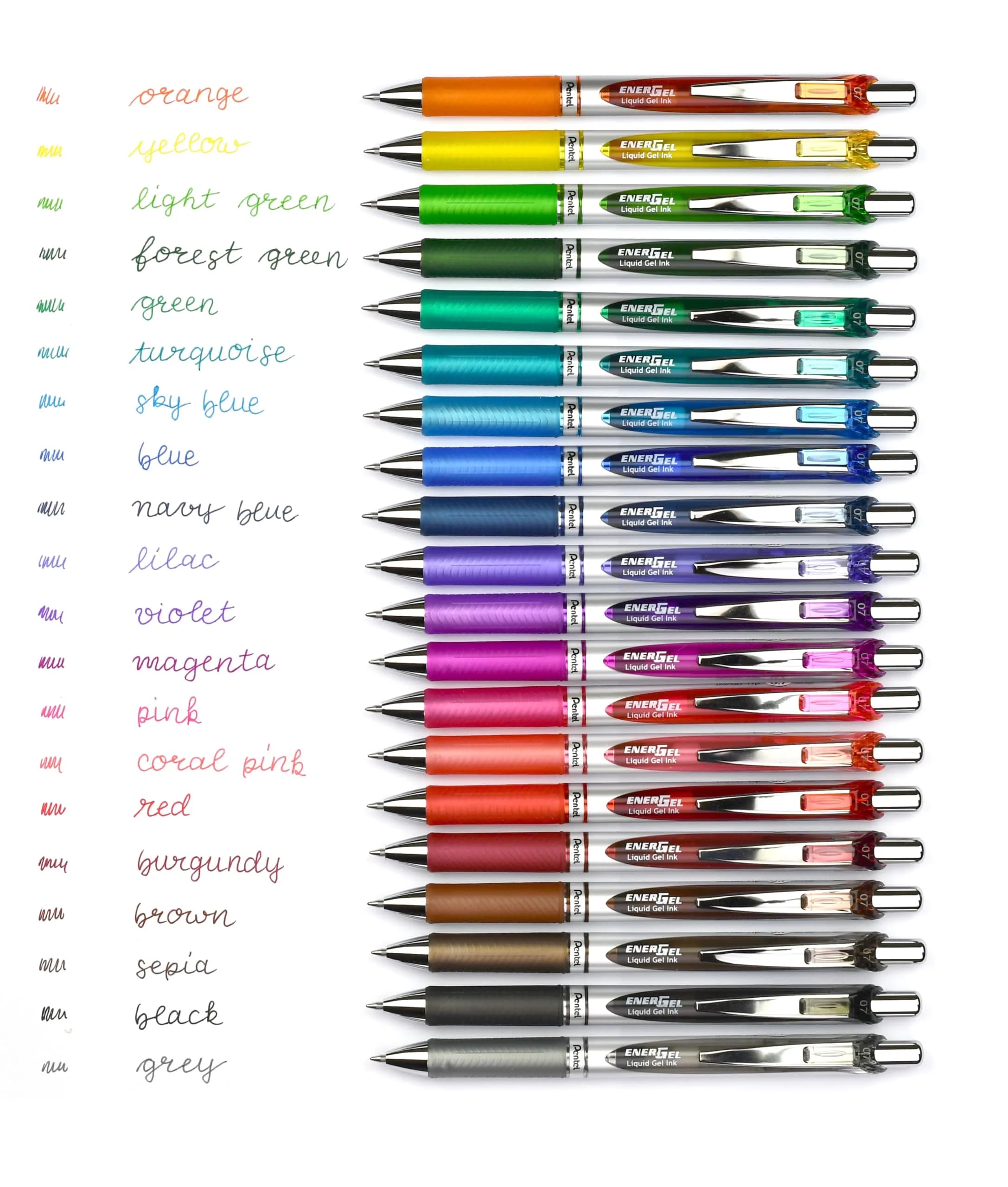 Pentel EnerGel Knock Gel Pen 0.7mm Medium Tip Silver Body with Blue Accent | Smooth Writing & Fast Dry - view 2
