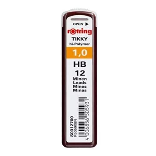 Rotring Tikky Mechanical Pencil Leads 1.0 mm HB Black | 12 Leads per Tube | Smooth Writing thumbnail 1