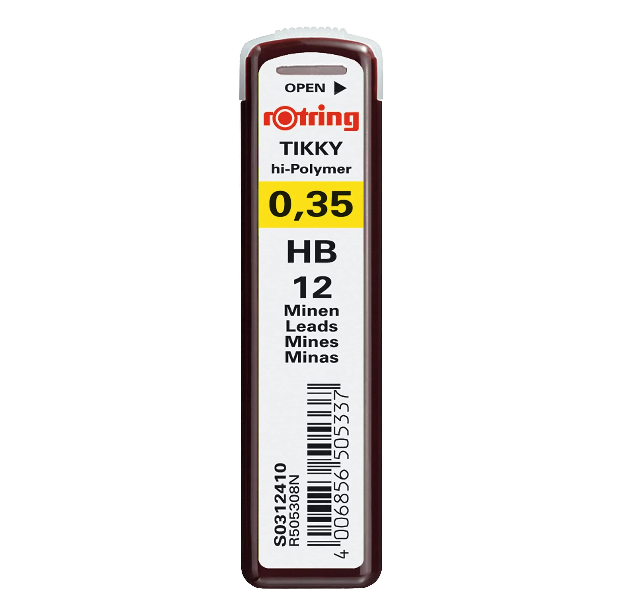rOtring 0.35mm HB Black Fine Mechanical Pencil Leads (12 Count) | Smooth Writing Instrument - main product image