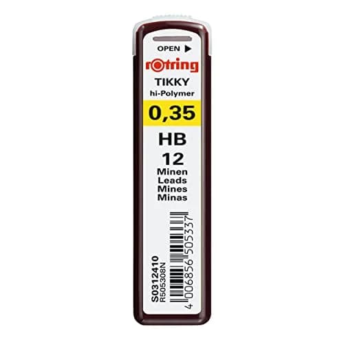 rOtring 0.35mm HB Black Fine Mechanical Pencil Leads (12 Count) | Smooth Writing Instrument thumbnail 1