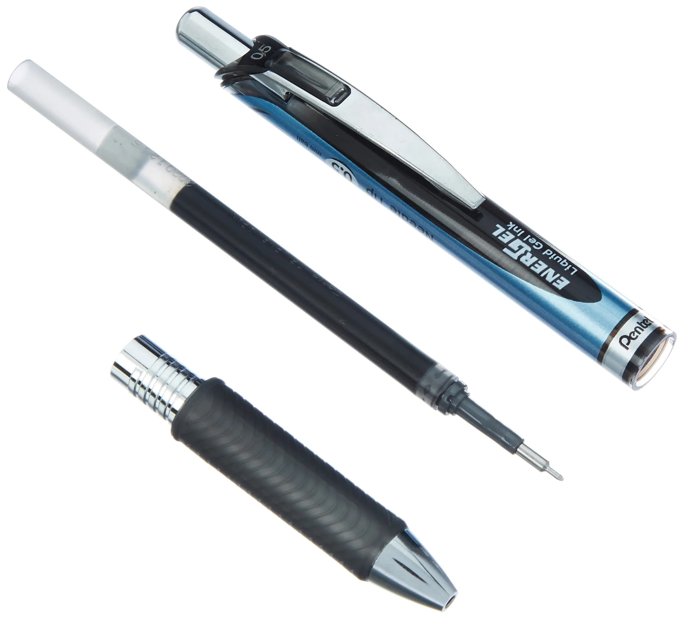 Pentel EnerGel Knock Ballpoint Pen 0.5mm Fine Tip, Blue Body with Black Accent | Smooth Ink Flow - view 2